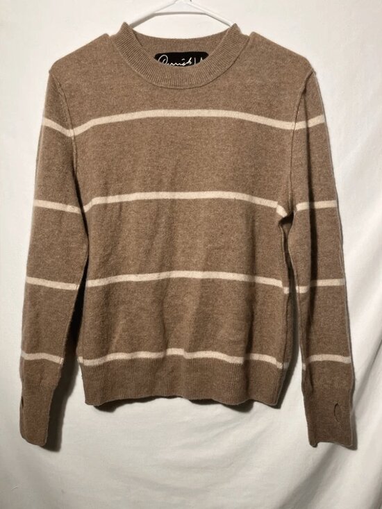 Parrish La Tops - PARRISH LA LONG SLEEVE PULLOVER CREWNECK STRIPED 100% CASHMERE SWEATSHIRT XS